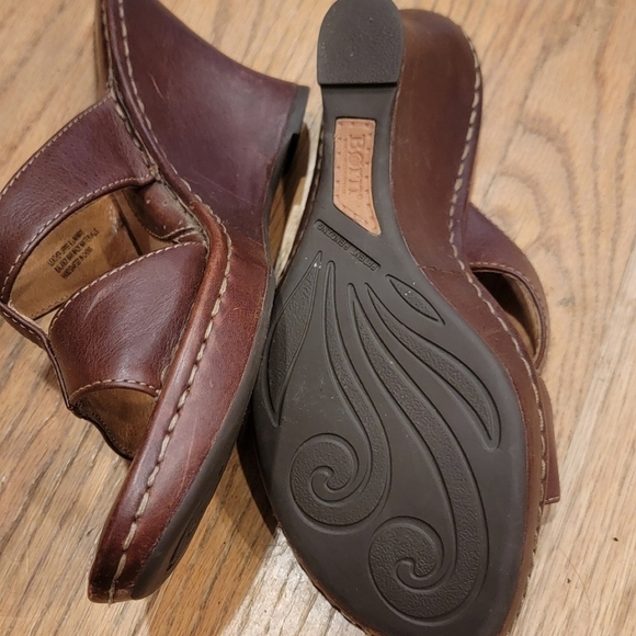 Born Wedge Brown Leather Sandals - Picture 6 of 9